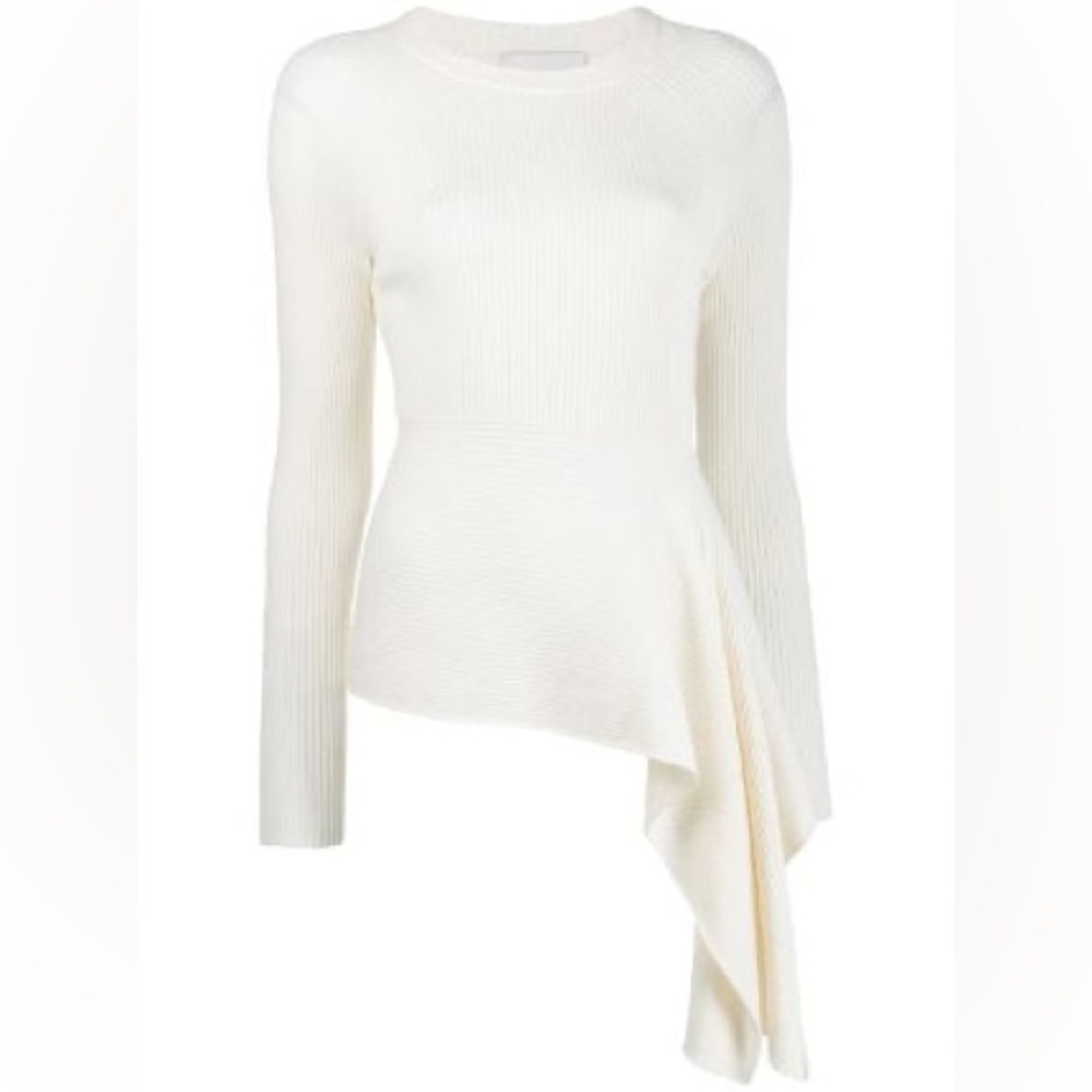 3.1 Phillip Lim Ribbed Sweater With Waist Tie Antique White, Small​​​ - Picture 4 of 11
